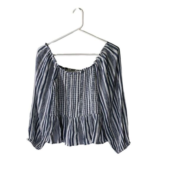 American Eagle XS Blue and White Stripe Top - Picture 1 of 4